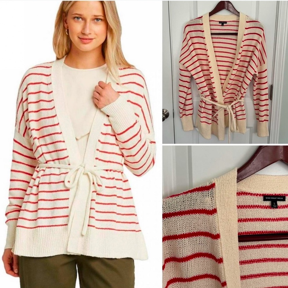 Who What Wear Striped Wrap Cardigan